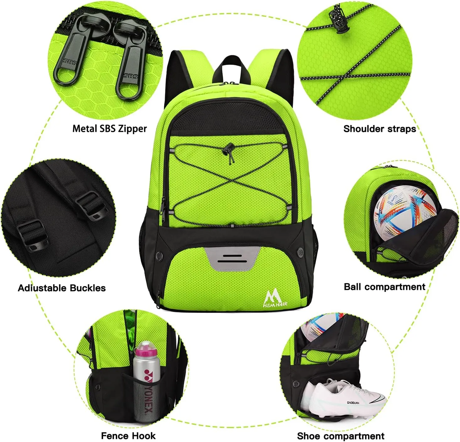 Soccer Bag-Soccer Backpack&Backpack for&Football Volleyball& Basketball,with Ball Compartment and Training Package