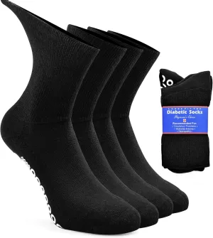 Socks Daze Non-Skid Diabetic Socks for Men Women with Grips, Non-Binding Crew Circulation Half Cushioned Non Slip Socks