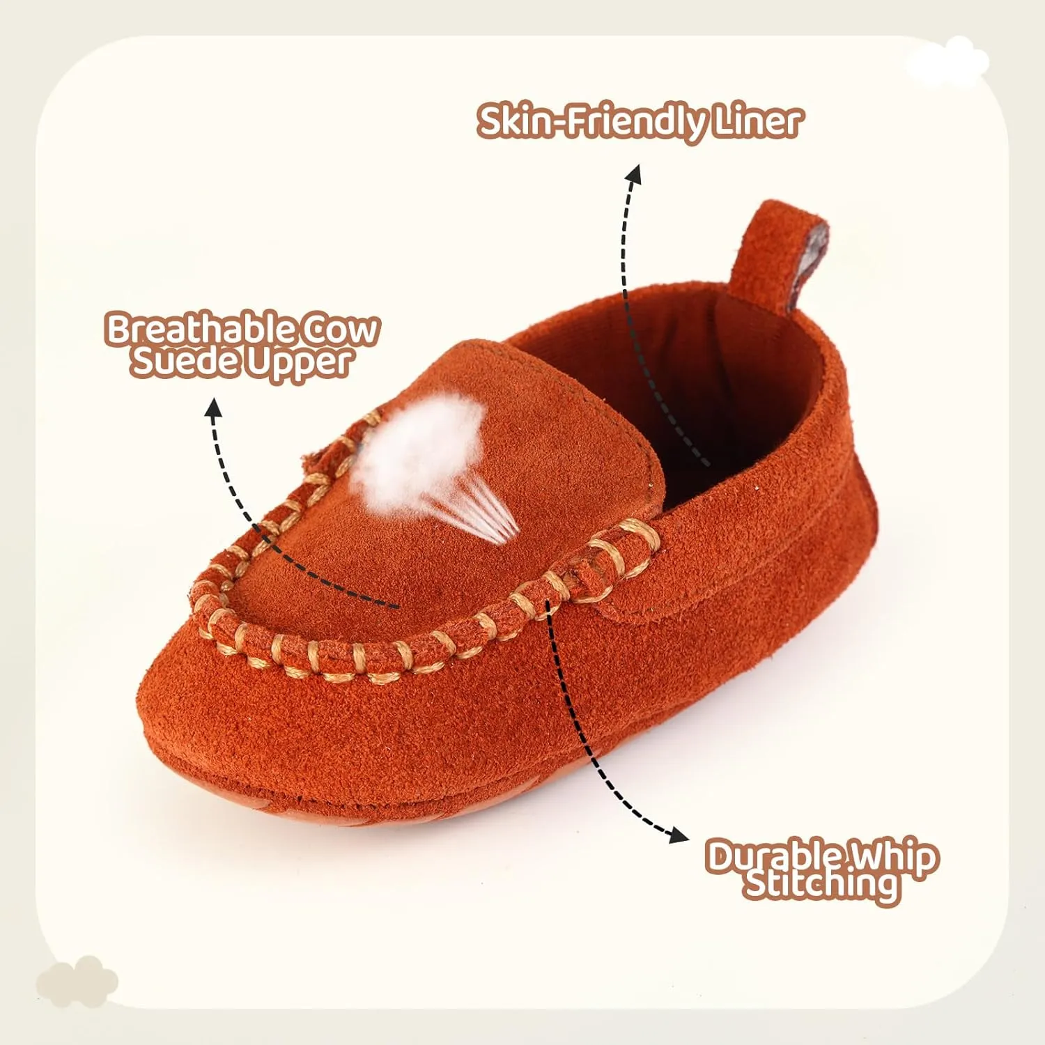 Soft Sole Baby Loafers Boys Girls Suede Leather First Walking Shoes Infant Baby Dress shoes 3-18 Months