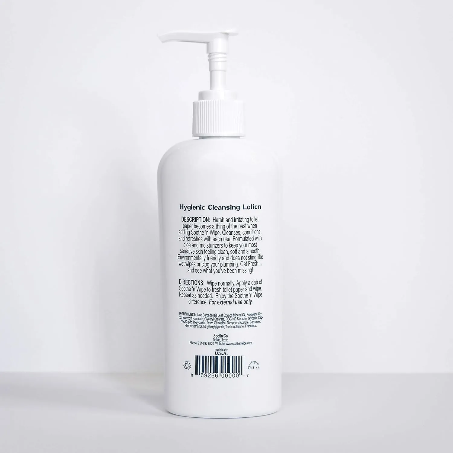 SOOTHE 'N WIPE Hygienic Cleansing Lotion, Flushable Wipe Alternative with Aloe & Moisturizers, Toilet Paper Moistener for Clean, Soft & Smooth Bum, Butt Cleaner, Sanitizing Lotion 8 Oz