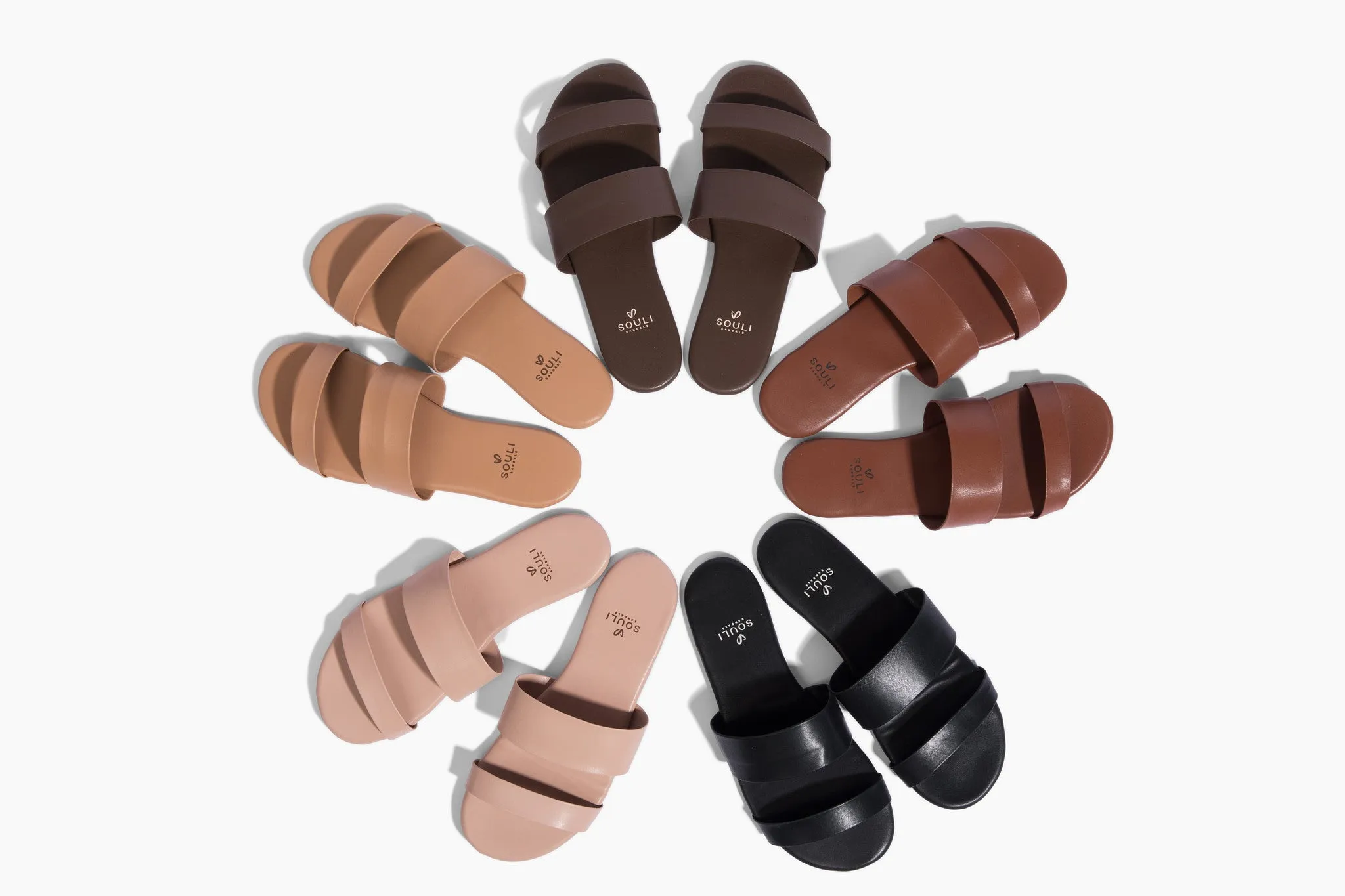 Souli Slides w/ Case │ Thin Sole  │ Vegan Leather Footbed w/ Leather Straps