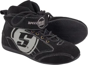 Speedway Motors Viper Mid-Top SFI 3.3/5 Racing Shoes, Size 6: Leather & FRC, Soft Compound Performance Sole, Reinforced Eyelets, Double Stitched, Hook-and-Loop Closure, Black with Gray Logo