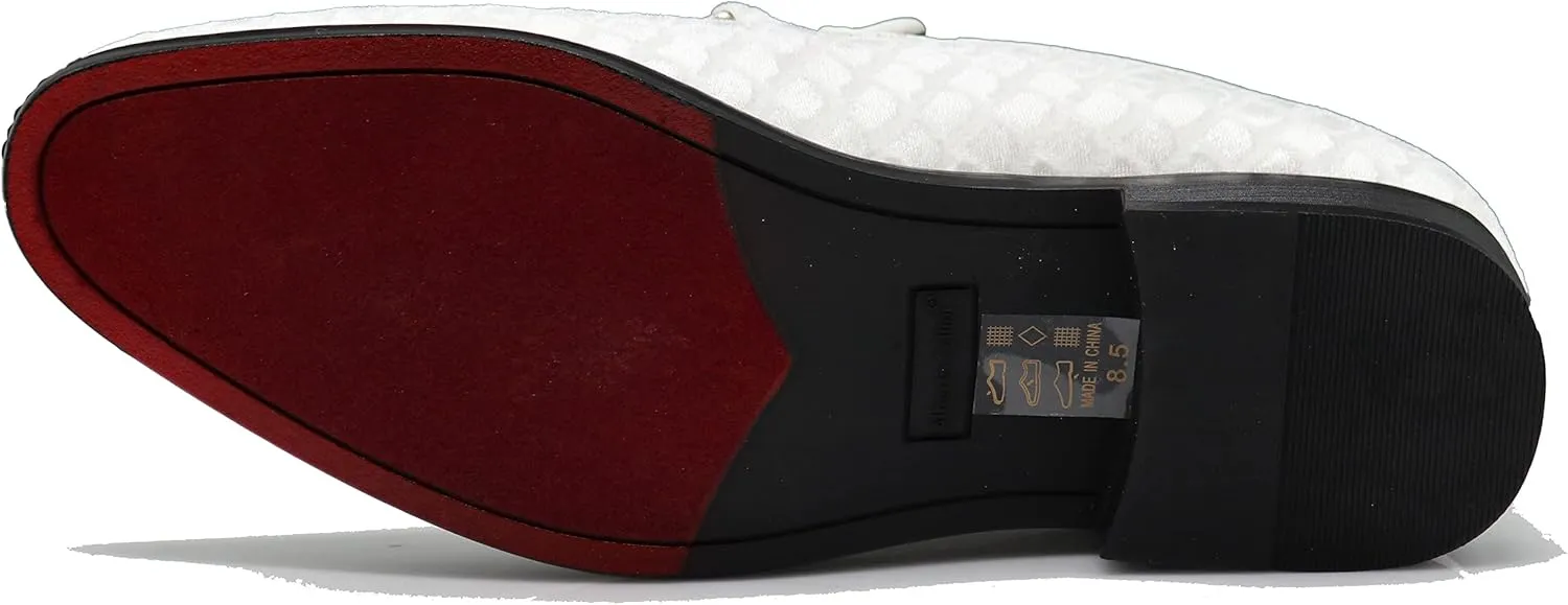 SPK05 Men's Vintage Satin Silky Floral Print Embroidery Loafers Slip On Shoes Classic Tuxedo Dress Shoes