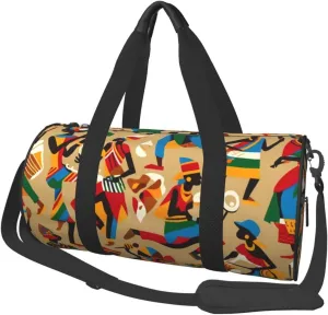 Sports Duffel Bag African-Playing-Instruments Foldable Travel Tote Bag Weekender Sleepover Carry On Bag