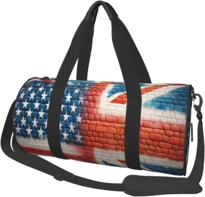 Sports Duffel Bag American-British-Flag Foldable Travel Tote Bag Weekender Sleepover Carry On Bag