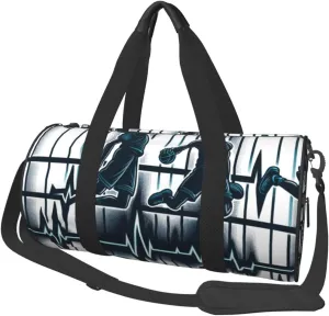 Sports Duffel Bag Basketball-Dunk-Heartbeat Foldable Travel Tote Bag Weekender Sleepover Carry On Bag
