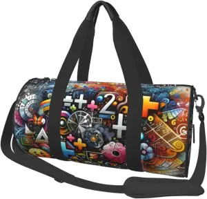 Sports Duffel Bag Colorful-Mathematics-Formula Foldable Travel Tote Bag Weekender Sleepover Carry On Bag
