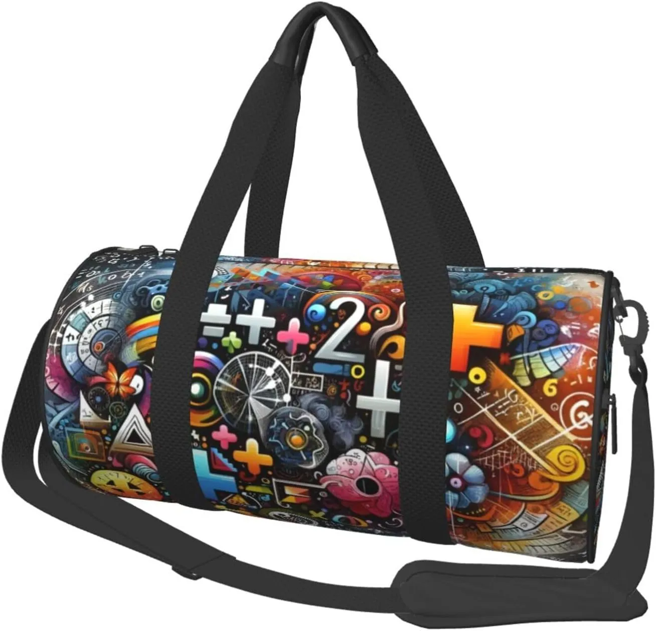 Sports Duffel Bag Colorful-Mathematics-Formula Foldable Travel Tote Bag Weekender Sleepover Carry On Bag