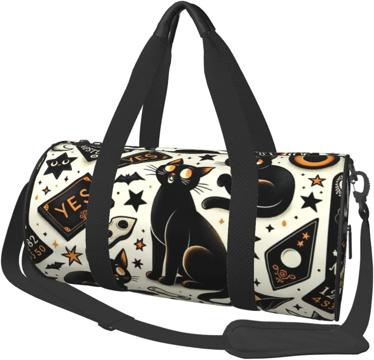 Sports Duffel Bag Halloween-Mystical-Cats Foldable Travel Tote Bag Weekender Sleepover Carry On Bag