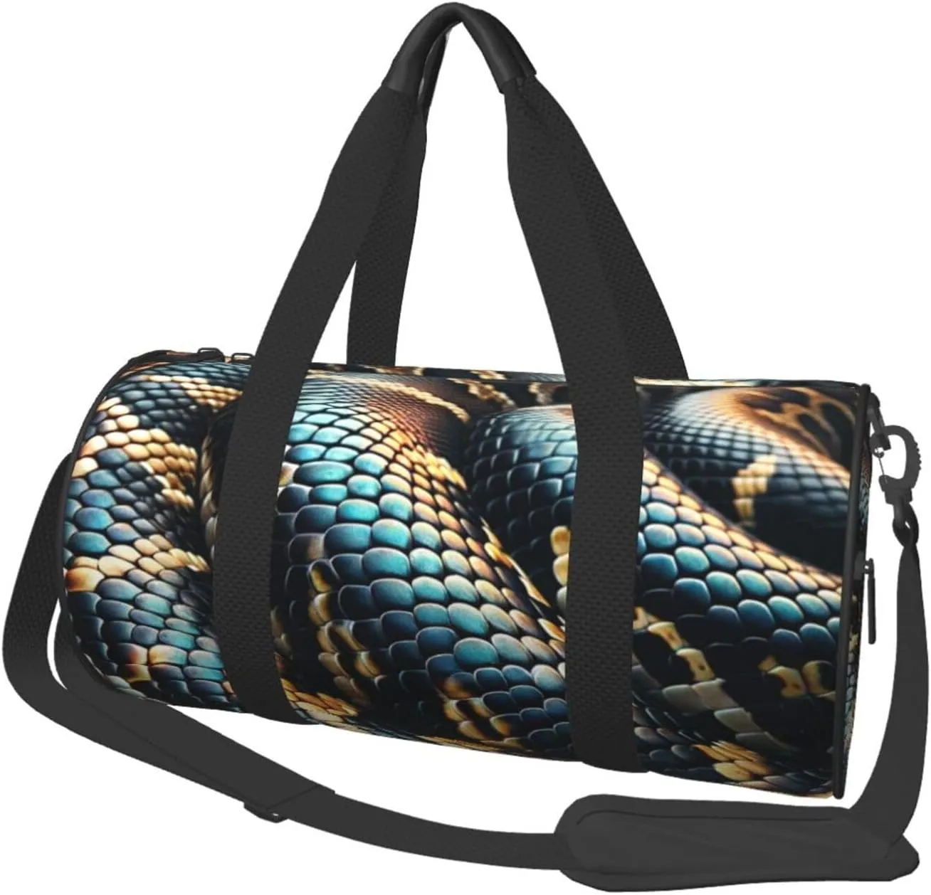 Sports Duffel Bag Snake-Reticulated-Scales Foldable Travel Tote Bag Weekender Sleepover Carry On Bag