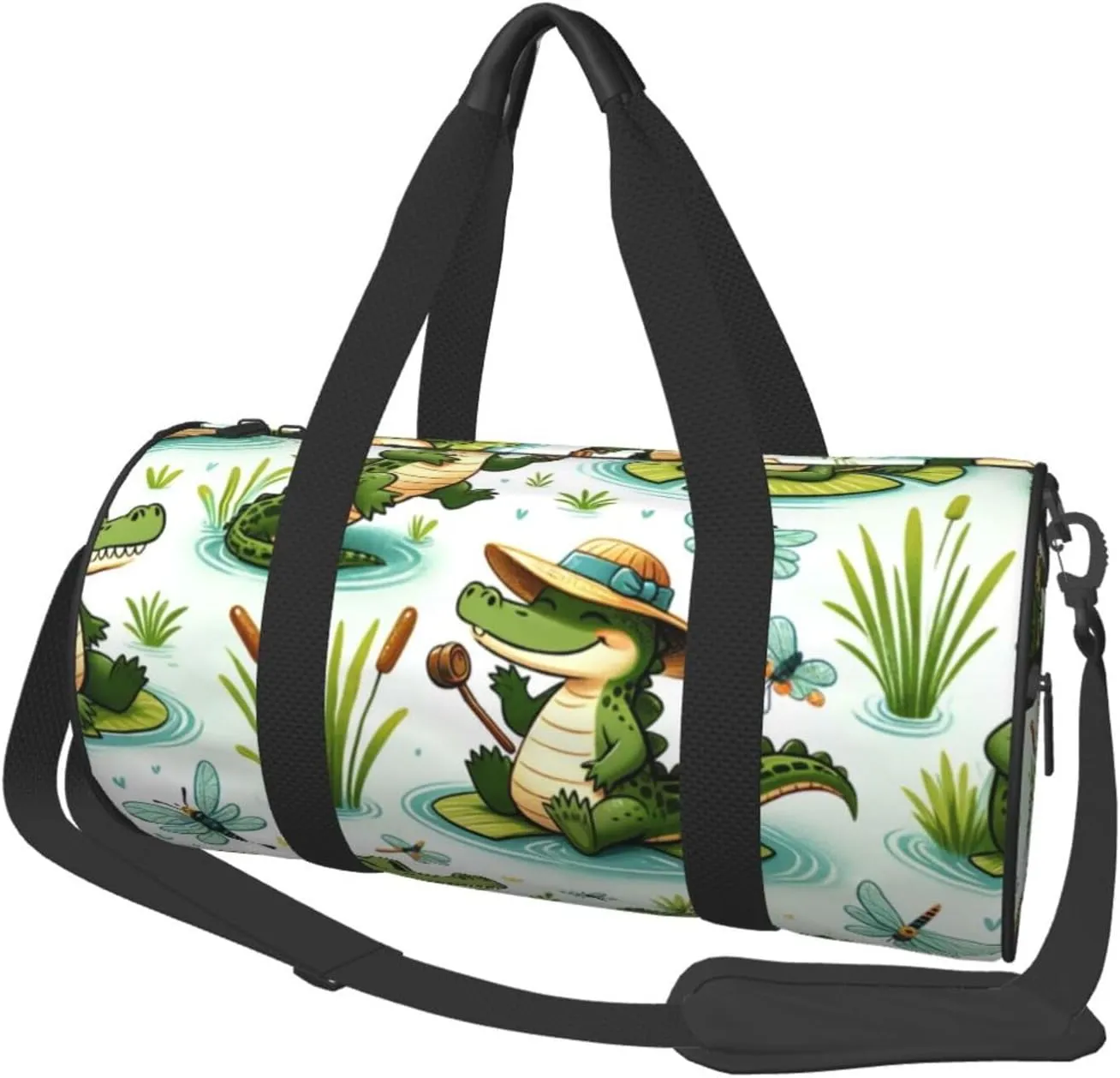 Sports Duffel Bag Tropical-Alligator-Paradise Foldable Travel Tote Bag Weekender Sleepover Carry On Bag