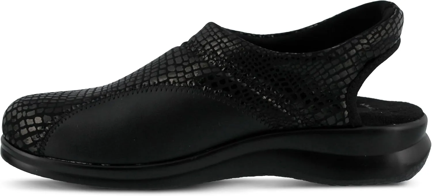 Spring Step Flexus Flexia Leather Clogs for Women - European Slingback Round Toe Slip-On Shoes - Ladies Casual Platform Clog for Work