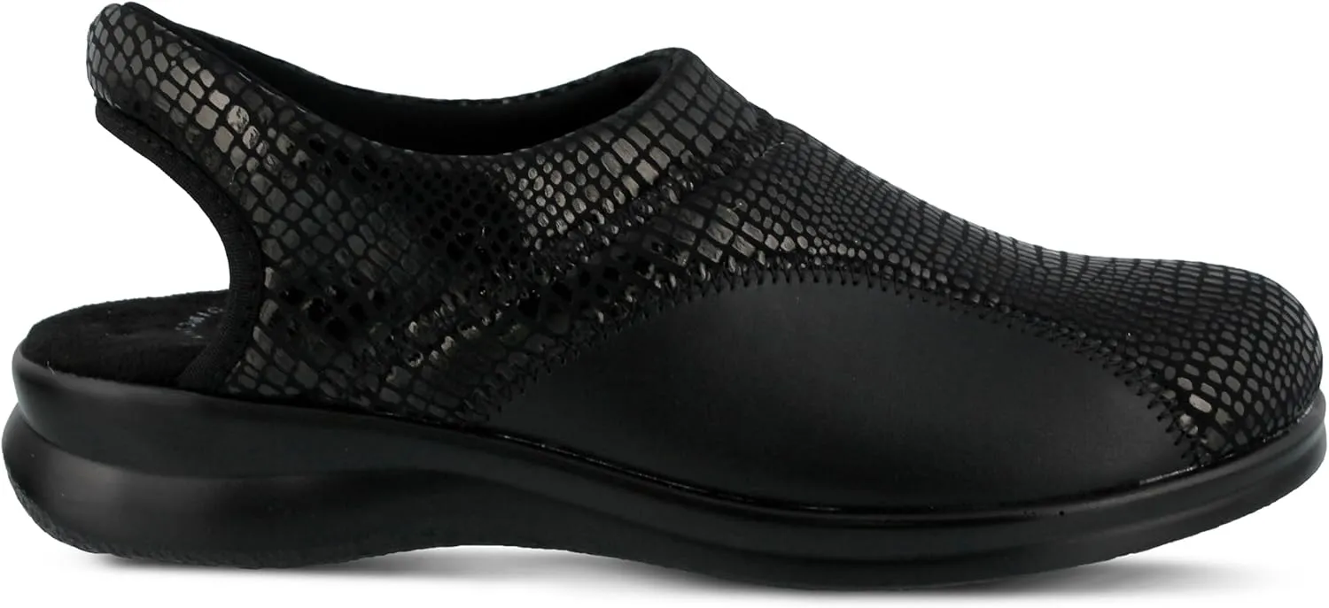 Spring Step Flexus Flexia Leather Clogs for Women - European Slingback Round Toe Slip-On Shoes - Ladies Casual Platform Clog for Work
