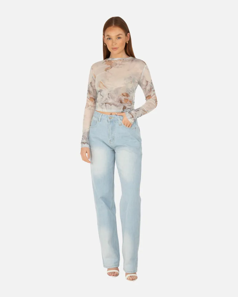 SSS REALISM ALLURE MESH LONG SLEEVE TOP CALCATTA