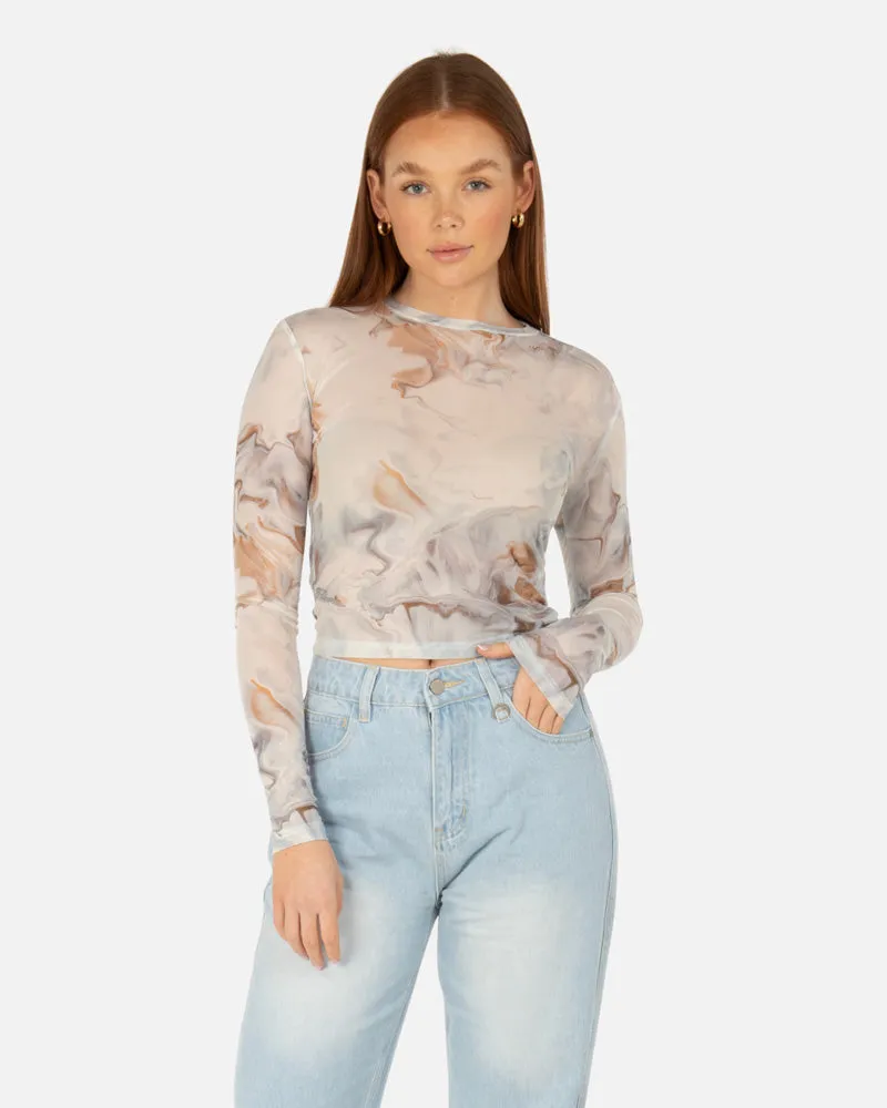 SSS REALISM ALLURE MESH LONG SLEEVE TOP CALCATTA