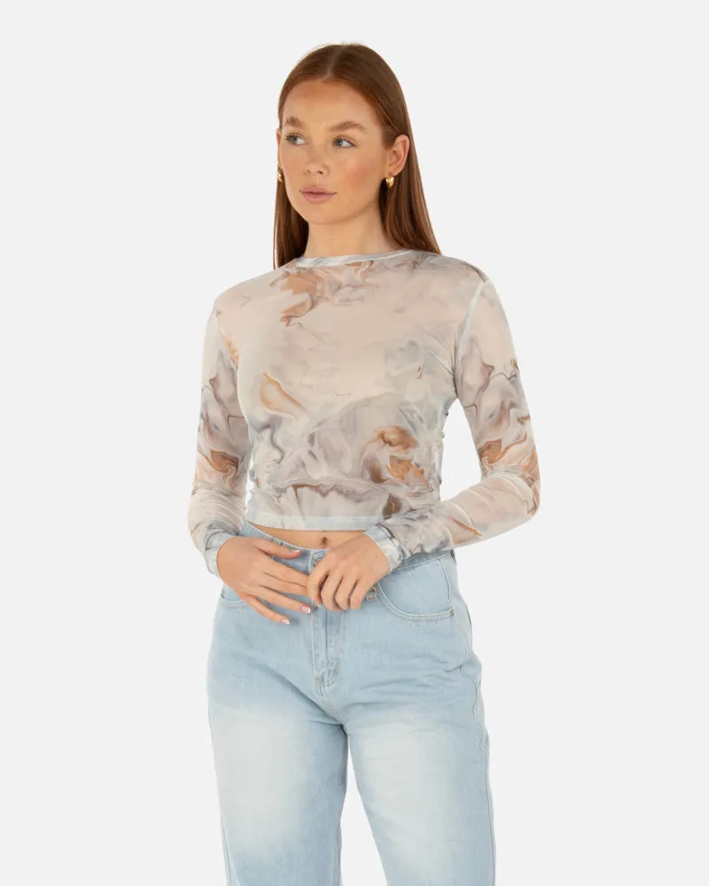 SSS REALISM ALLURE MESH LONG SLEEVE TOP CALCATTA