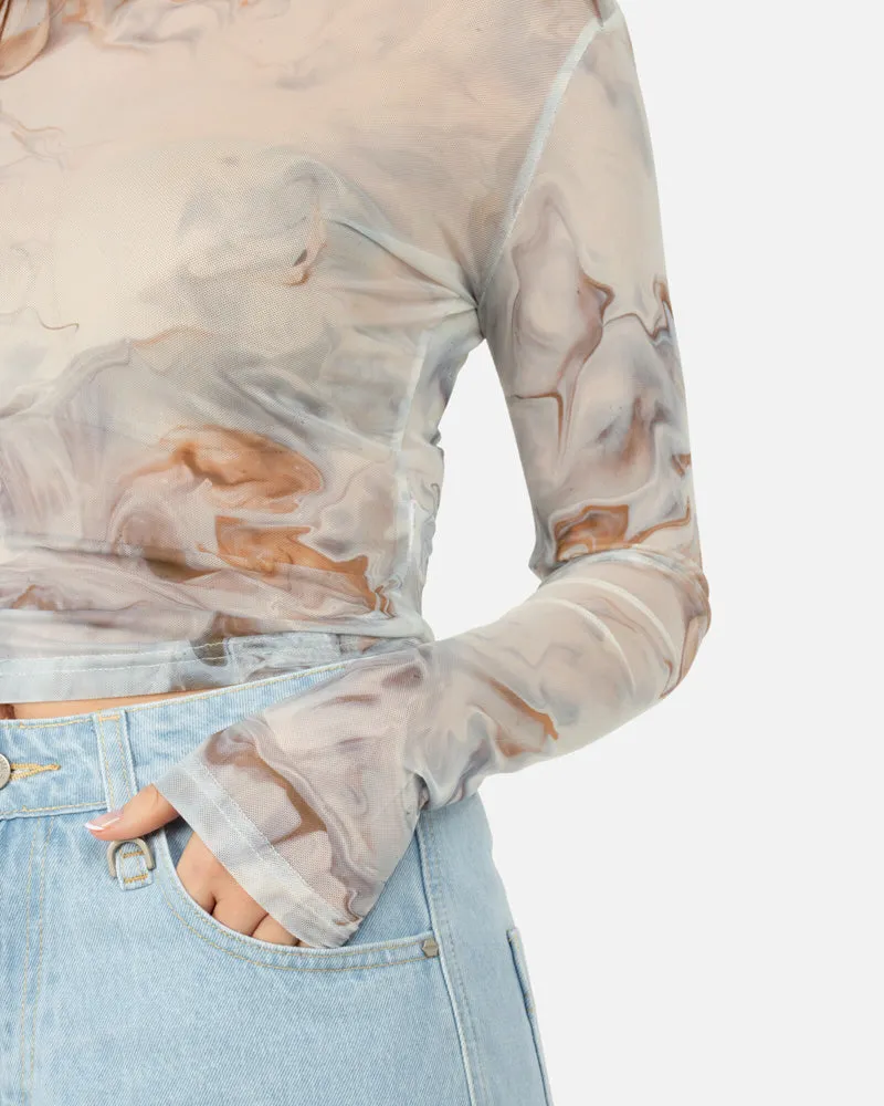 SSS REALISM ALLURE MESH LONG SLEEVE TOP CALCATTA