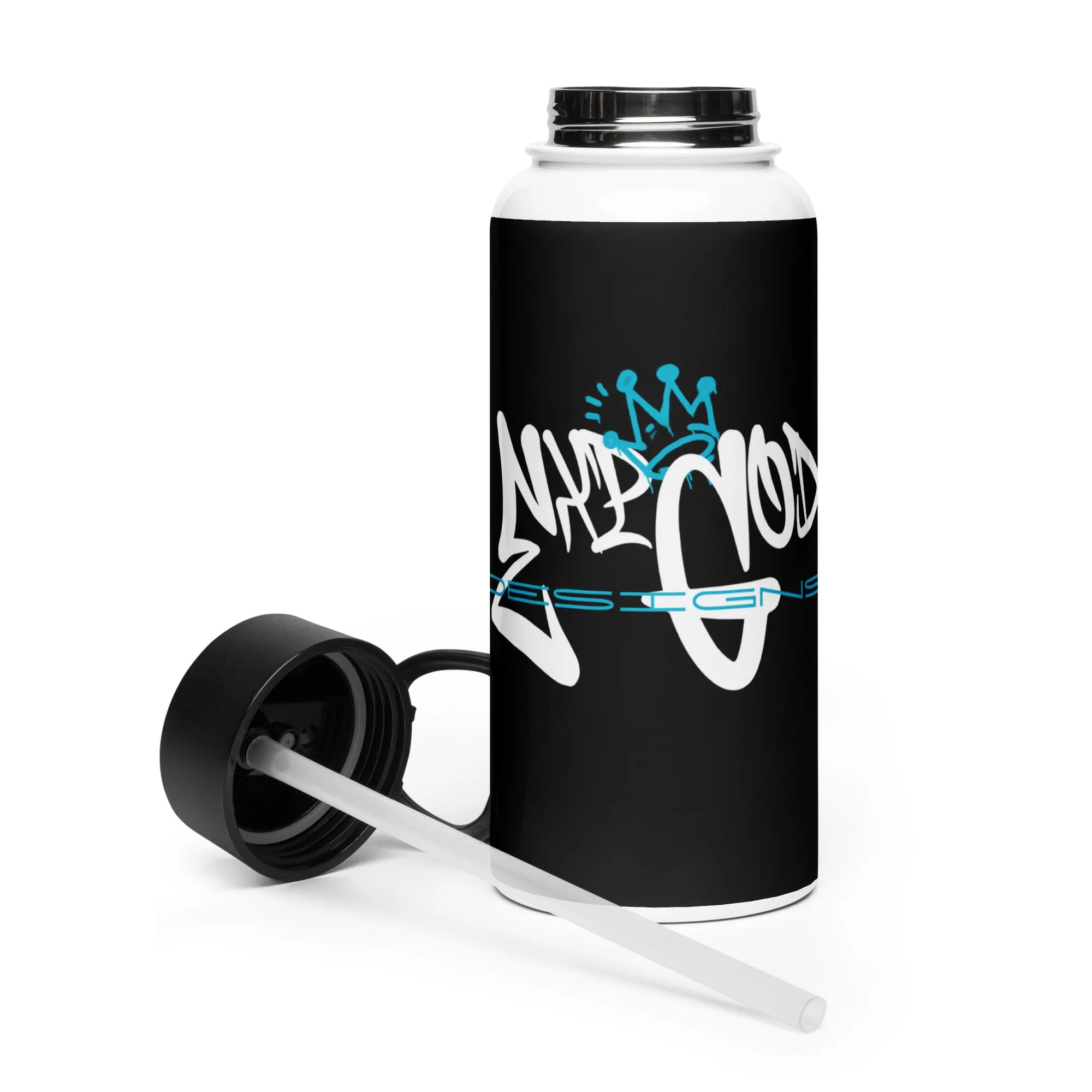 Stainless steel water bottle with a straw lid