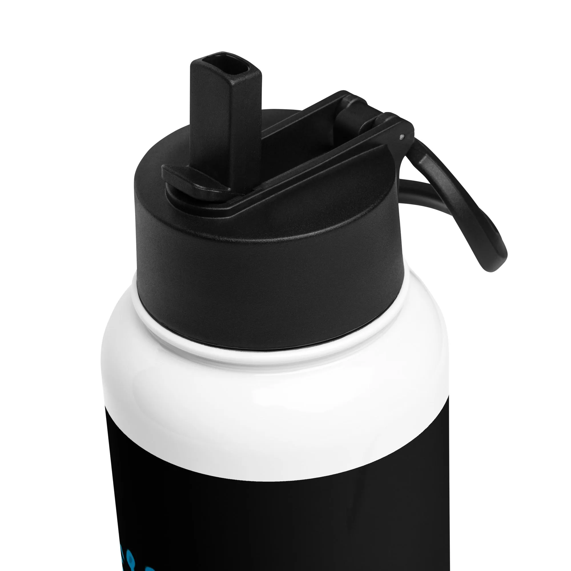 Stainless steel water bottle with a straw lid
