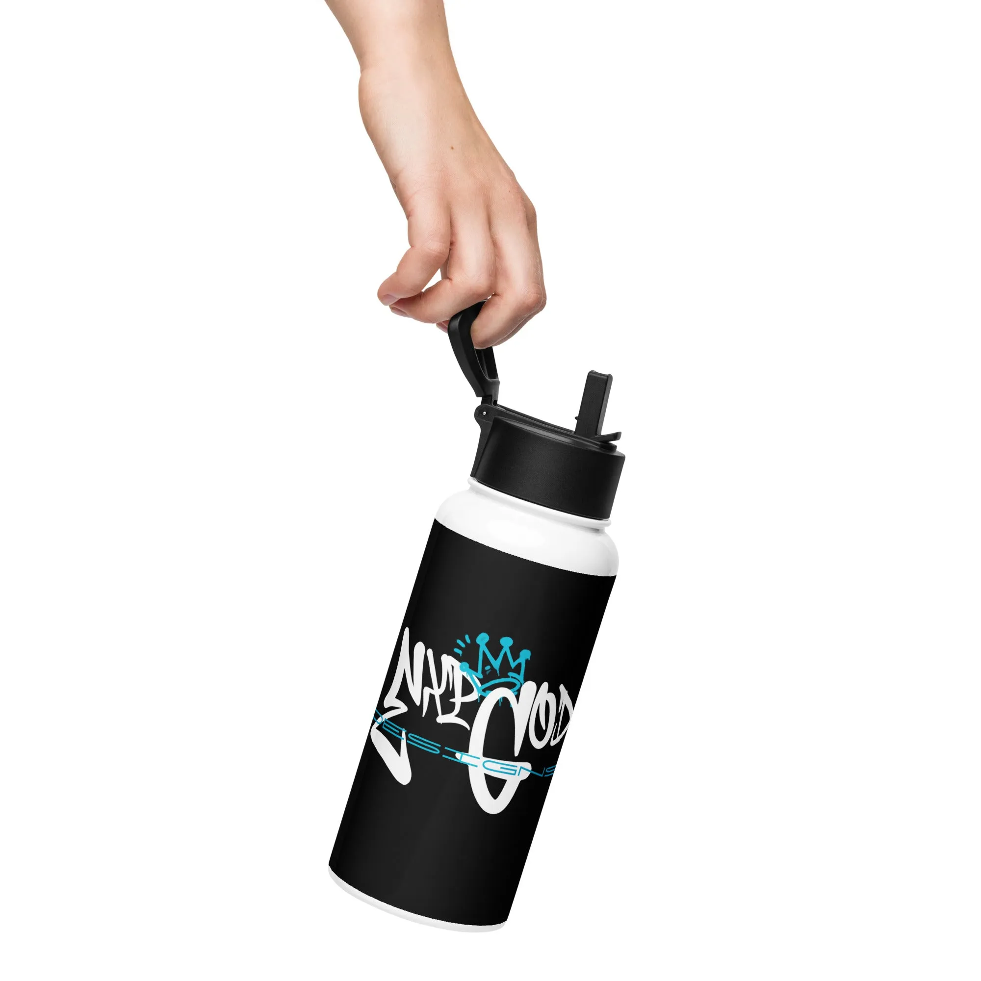 Stainless steel water bottle with a straw lid