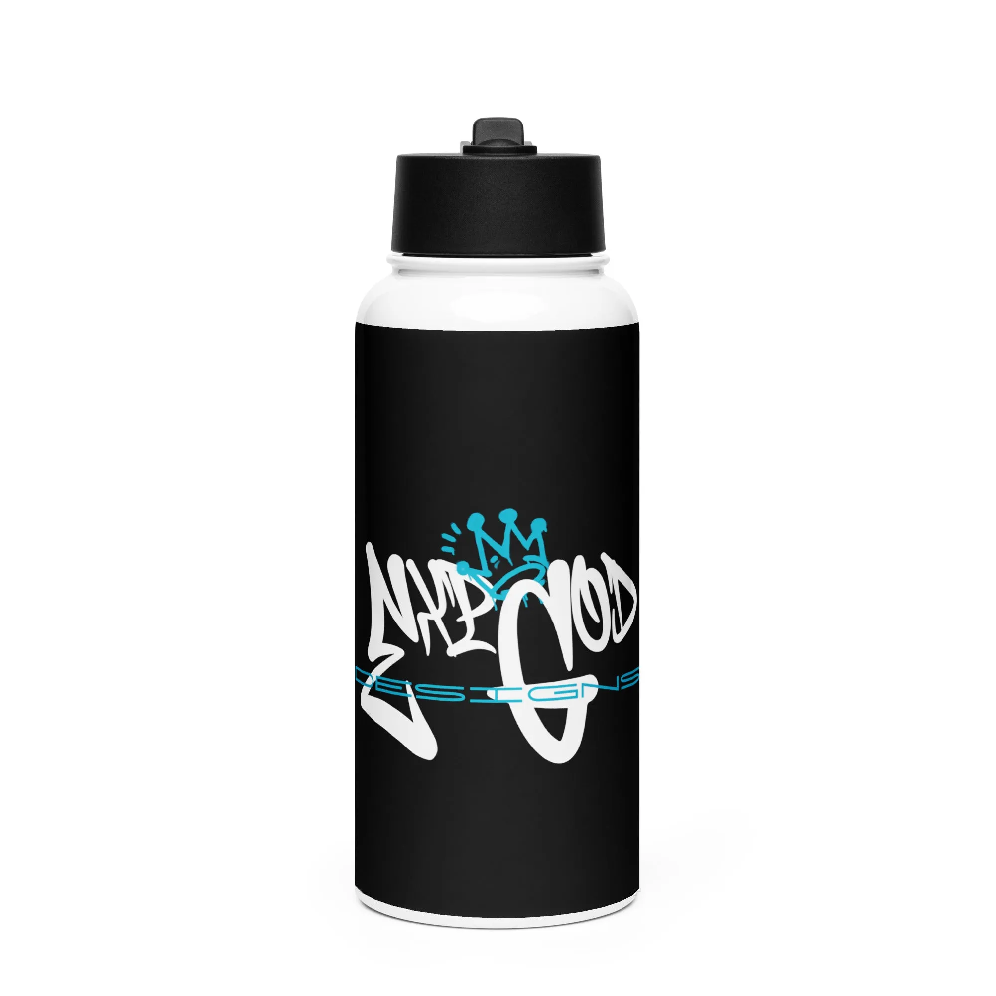 Stainless steel water bottle with a straw lid