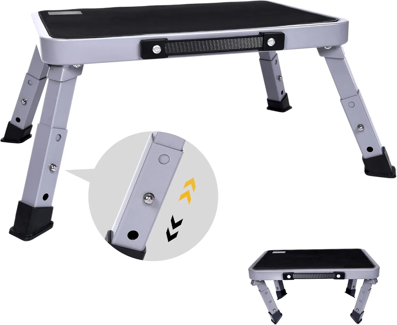 Step Stool, Adjustable Folding Step Stools for Adults and Seniors, Foldable Step Stool,Step Ladder with Anti-Slip Platform and Rubber feet for Kitchen,Bed,Garden,RV,Office Use,350Ibs Capacity