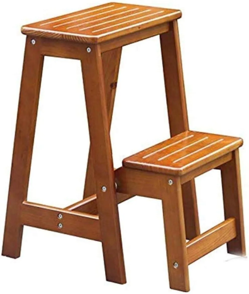 Step Stool, Folding Stepladder Foot Stools Wooden Stool Step Stool Solid Wood Household Folding Step Ladder Stool Dual-Use Climbing Ladder Shoes Bench Stairs Chair