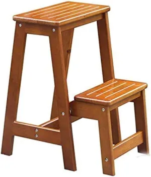 Step Stool, Folding Stepladder Foot Stools Wooden Stool Step Stool Solid Wood Household Folding Step Ladder Stool Dual-Use Climbing Ladder Shoes Bench Stairs Chair
