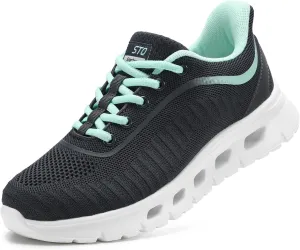 STQ Road Running Shoes for Womens Breathable Walking Tennis Sneakers Women Athletic Gym Workout Cushion Sport Training Fitness Cushioned Lightweight Comfort Plantar Fasciitis