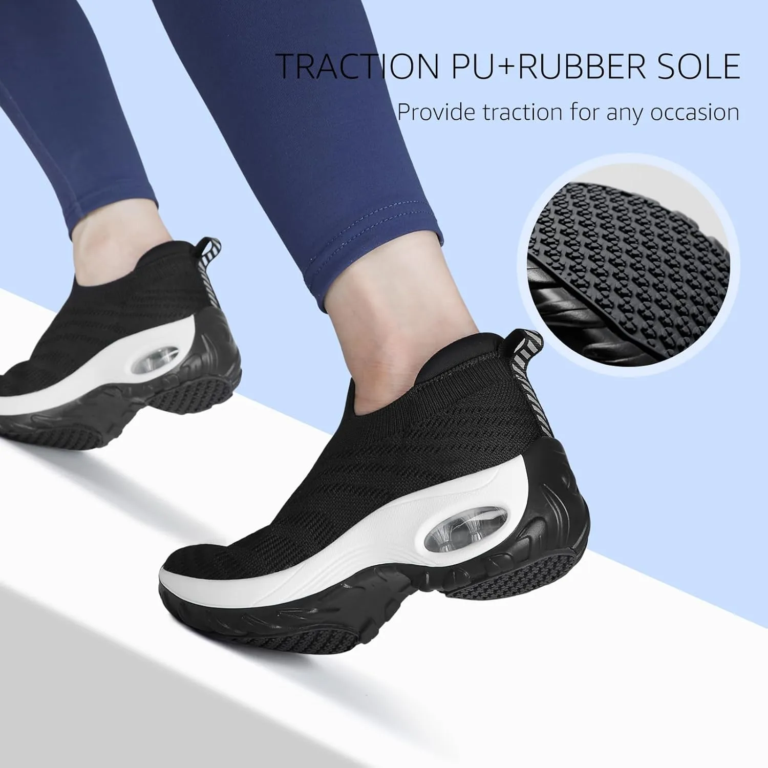 STQ Walking Shoes for Women Slip On Shoes with Arch Support Lightweight Air Cushioned Sock Sneakers