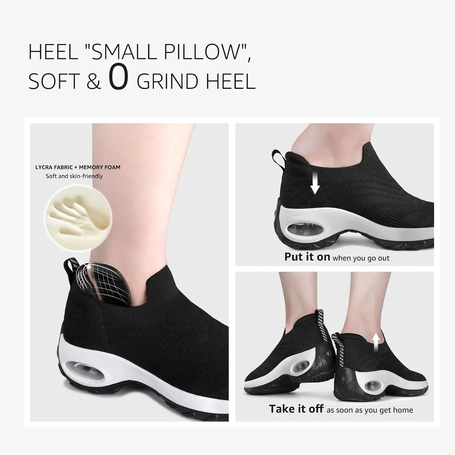 STQ Walking Shoes for Women Slip On Shoes with Arch Support Lightweight Air Cushioned Sock Sneakers