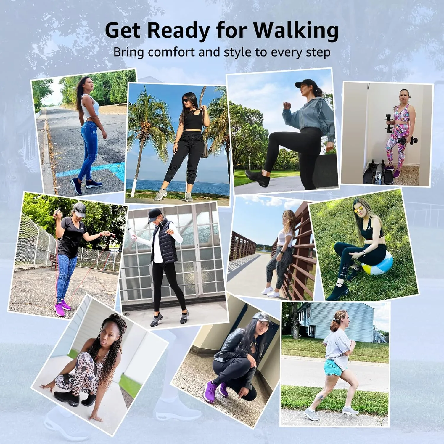 STQ Walking Shoes for Women Slip On Shoes with Arch Support Lightweight Air Cushioned Sock Sneakers