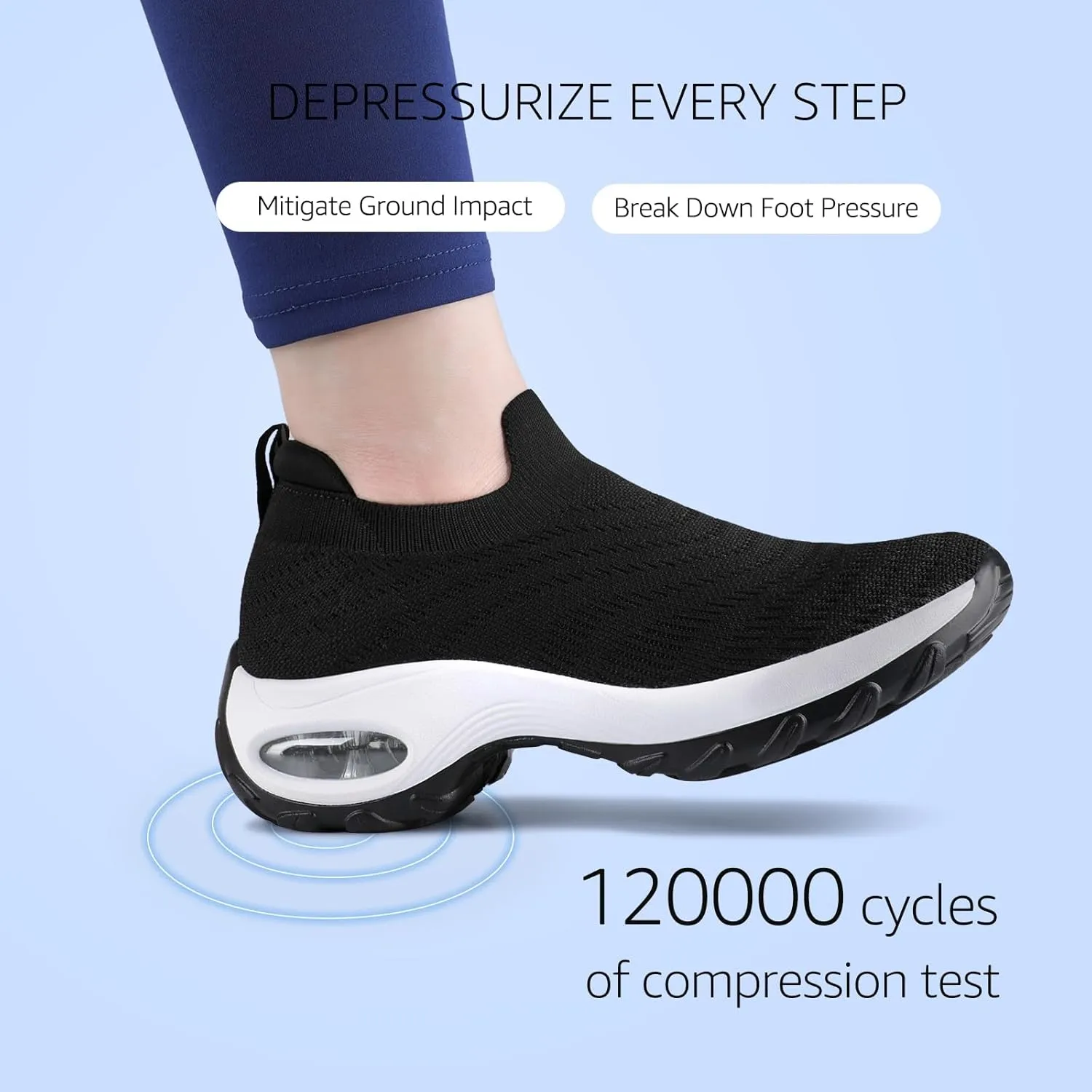 STQ Walking Shoes for Women Slip On Shoes with Arch Support Lightweight Air Cushioned Sock Sneakers