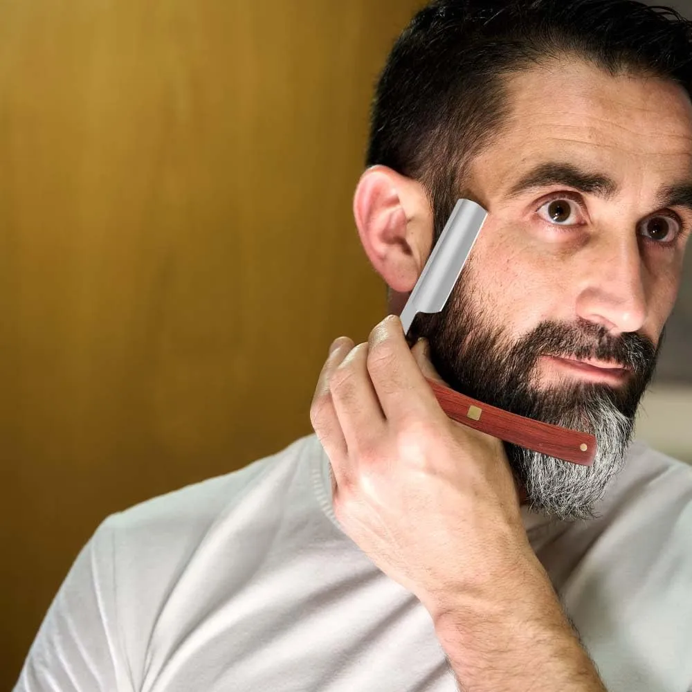 Straight razors for men Professional Straight Edge Barber Razor Premium Stainless Steel Shaver Razor with Shaving Strop for Men Home & Salon Grooming Using (NO.177)