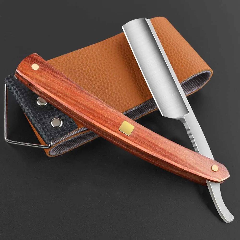 Straight razors for men Professional Straight Edge Barber Razor Premium Stainless Steel Shaver Razor with Shaving Strop for Men Home & Salon Grooming Using (NO.177)