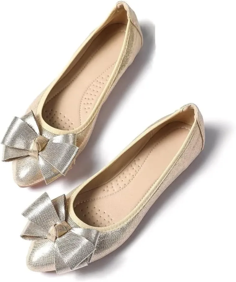 Stunner Womens Foldable Pointed Toe Ballet Flats Rhinestone Loafers Fashion Flats