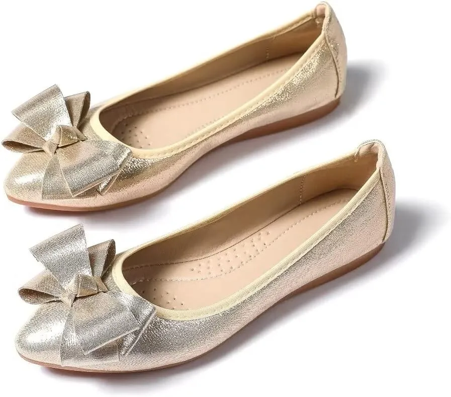 Stunner Womens Foldable Pointed Toe Ballet Flats Rhinestone Loafers Fashion Flats