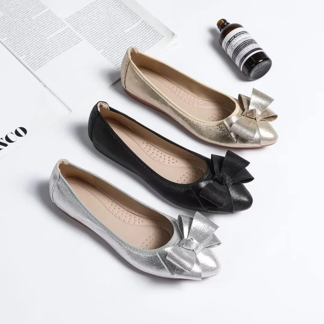 Stunner Womens Foldable Pointed Toe Ballet Flats Rhinestone Loafers Fashion Flats