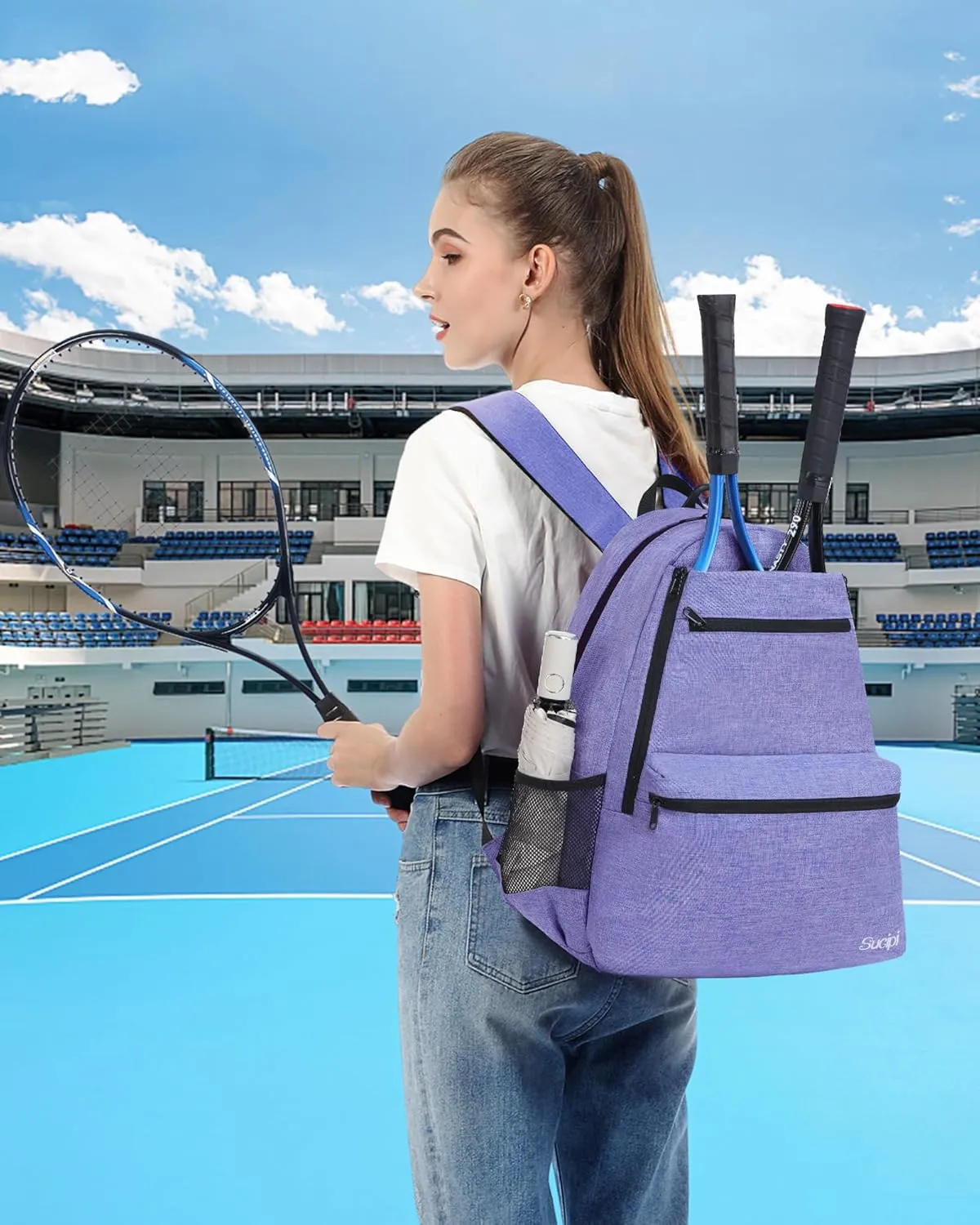Sucipi Tennis Bag Professional Tennis Backpack for Men and Women Racket Bags Holds 2 Rackets with Ventilated Shoe Compartment