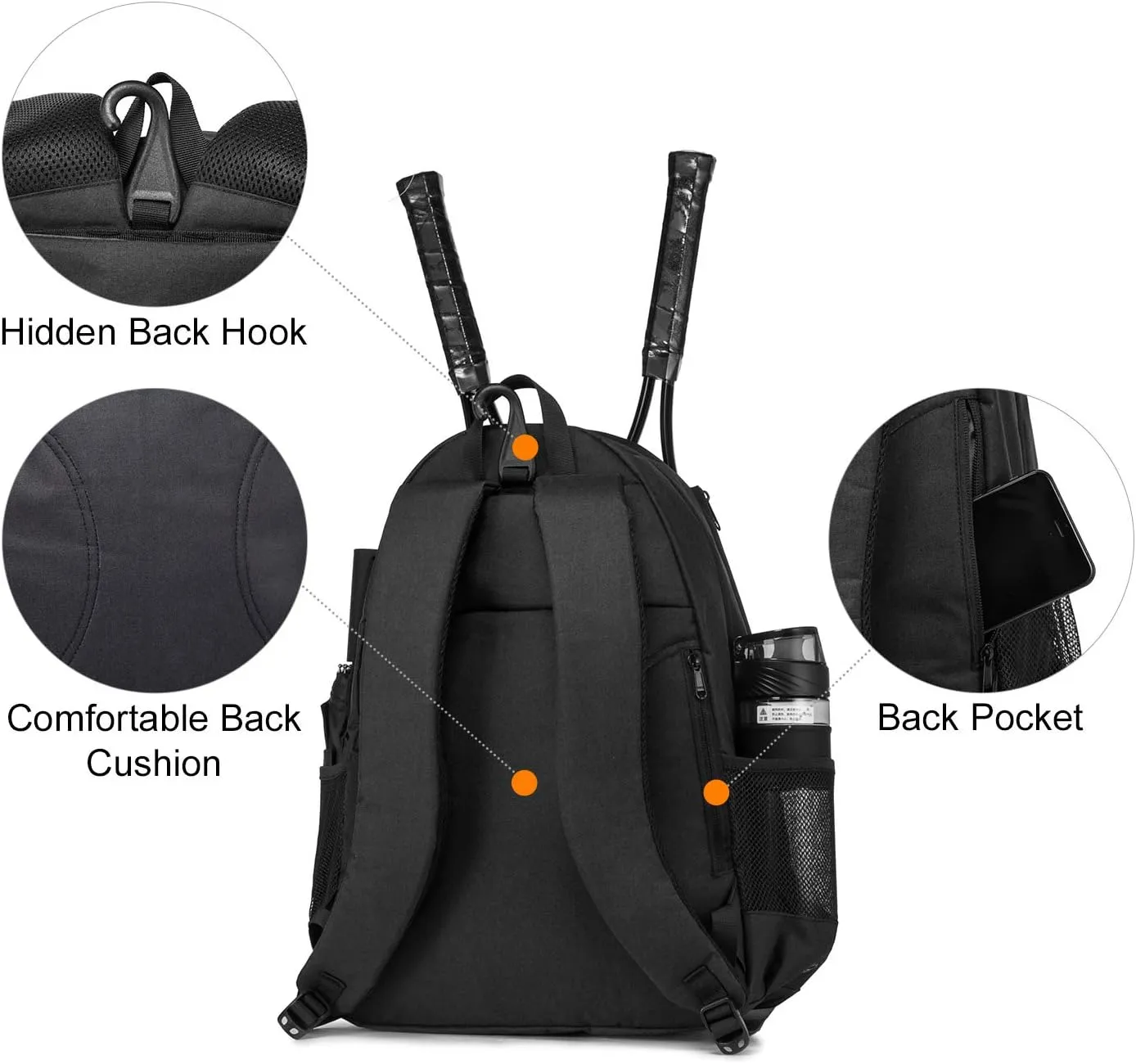 Sucipi Tennis Bag Professional Tennis Backpack for Men and Women Racket Bags Holds 2 Rackets with Ventilated Shoe Compartment