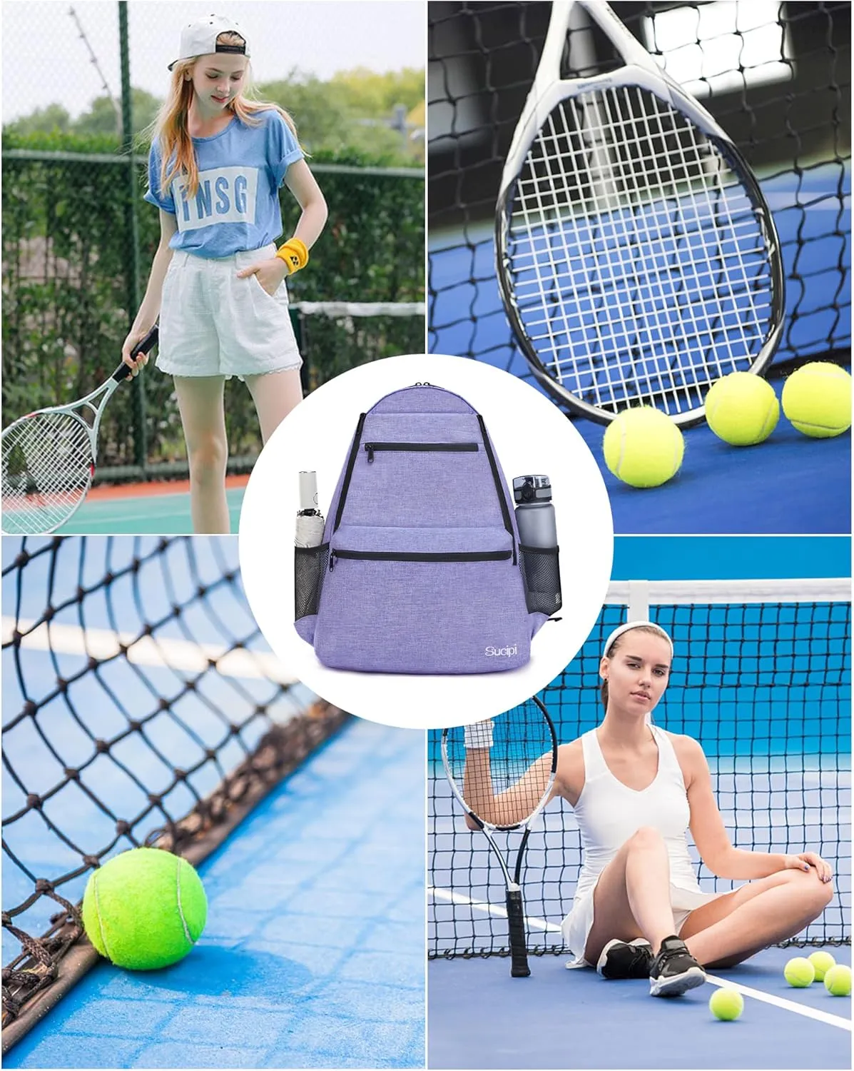 Sucipi Tennis Bag Professional Tennis Backpack for Men and Women Racket Bags Holds 2 Rackets with Ventilated Shoe Compartment