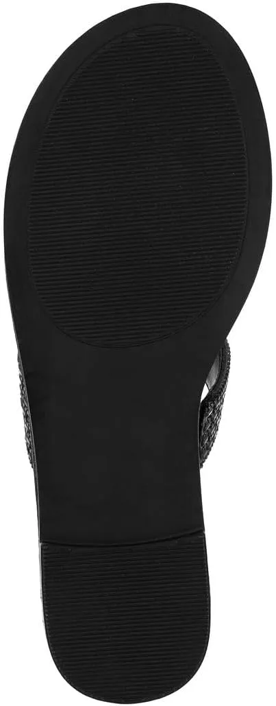 Sugar Women's Strappy Toe Loop Sandals with Cushioned Sole – Open-Toe Slip-On Flip Flops in Vegan Leather