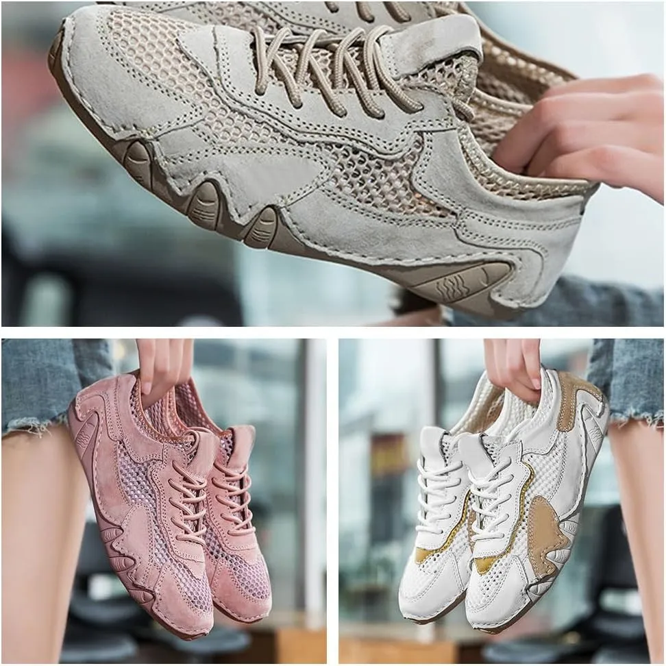 Summer Ultra-Breathable Outdoor Mesh Walking Shoes – Women's Leather Outdoor Mesh Trail Shoes with Durable Sole for All-Day Comfort in Nature