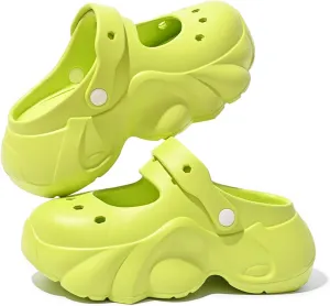 Sunporx Women's Platform Clogs Cute Soft Comfortable Beach Slip on Hight Heels Garden Sandals with DIY Charms Clog Shoes Lndoor Outdoor Walking Slippers