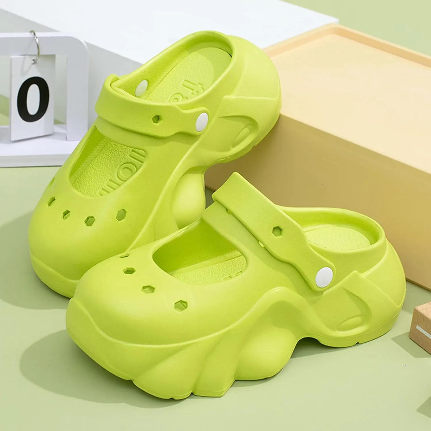 Sunporx Women's Platform Clogs Cute Soft Comfortable Beach Slip on Hight Heels Garden Sandals with DIY Charms Clog Shoes Lndoor Outdoor Walking Slippers