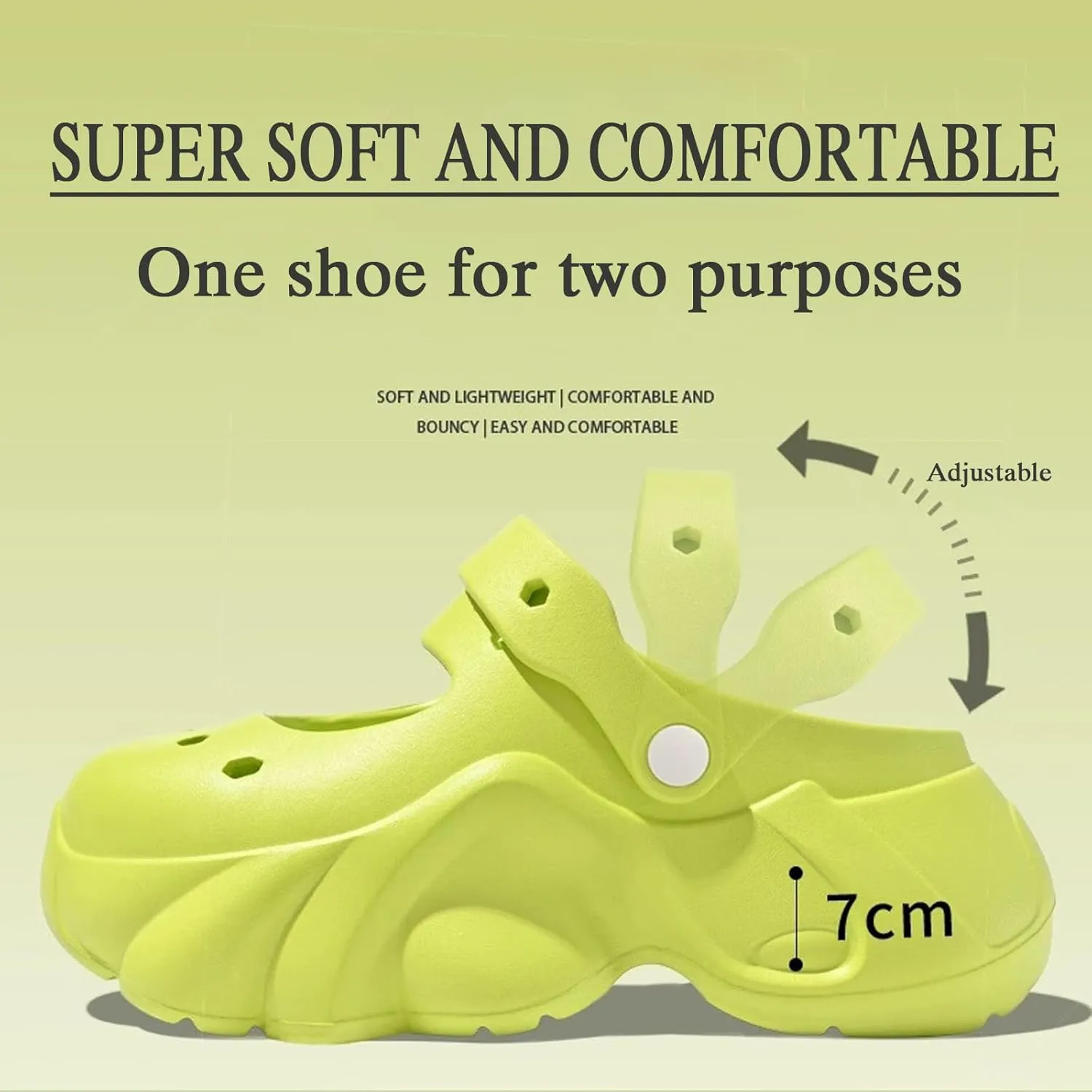 Sunporx Women's Platform Clogs Cute Soft Comfortable Beach Slip on Hight Heels Garden Sandals with DIY Charms Clog Shoes Lndoor Outdoor Walking Slippers