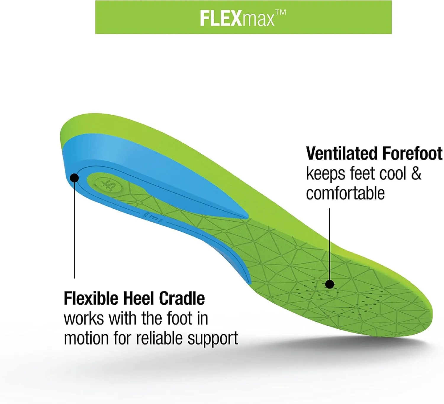 Superfeet FLEXmax - Comfort Foam Cushion Insoles - Emerald - 5.5-7 Men / 6.5-8 Women