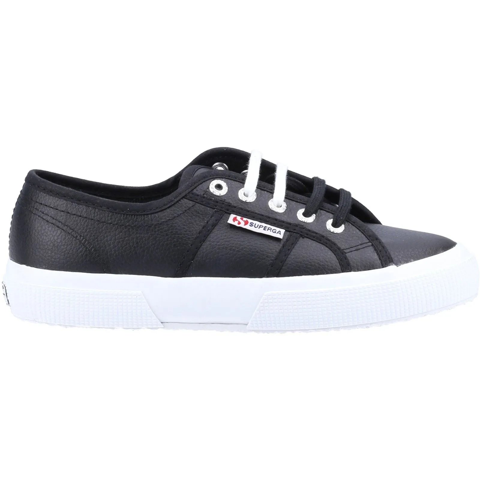 Superga Men's 2750 Tumbled Leather Shoe in Black/White
