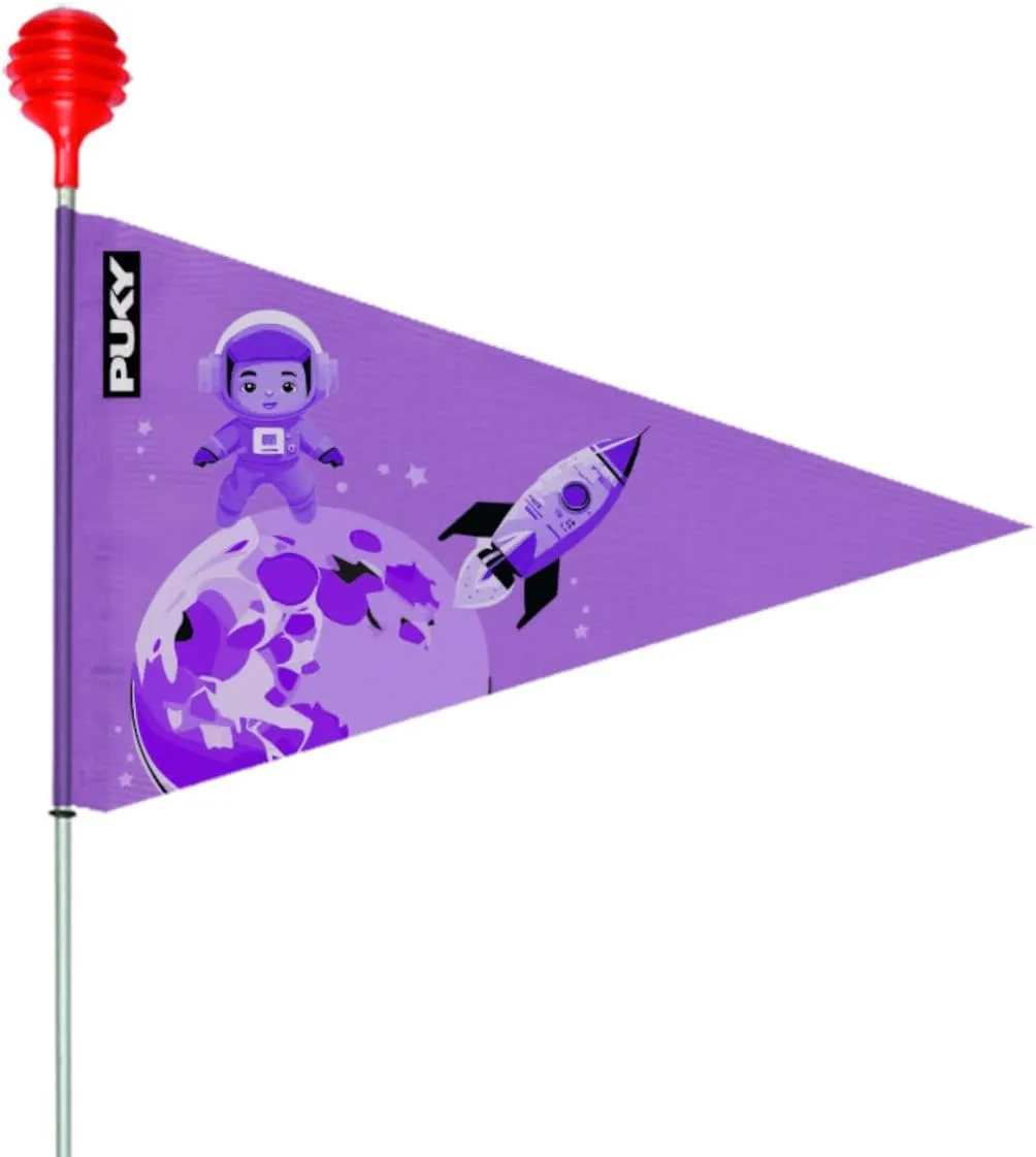SW3 Kids Bike Safety Flag | Foldable Bicycle Flag with Red Impact Protection and Colorful Flag | High Visibility on Road | Purple