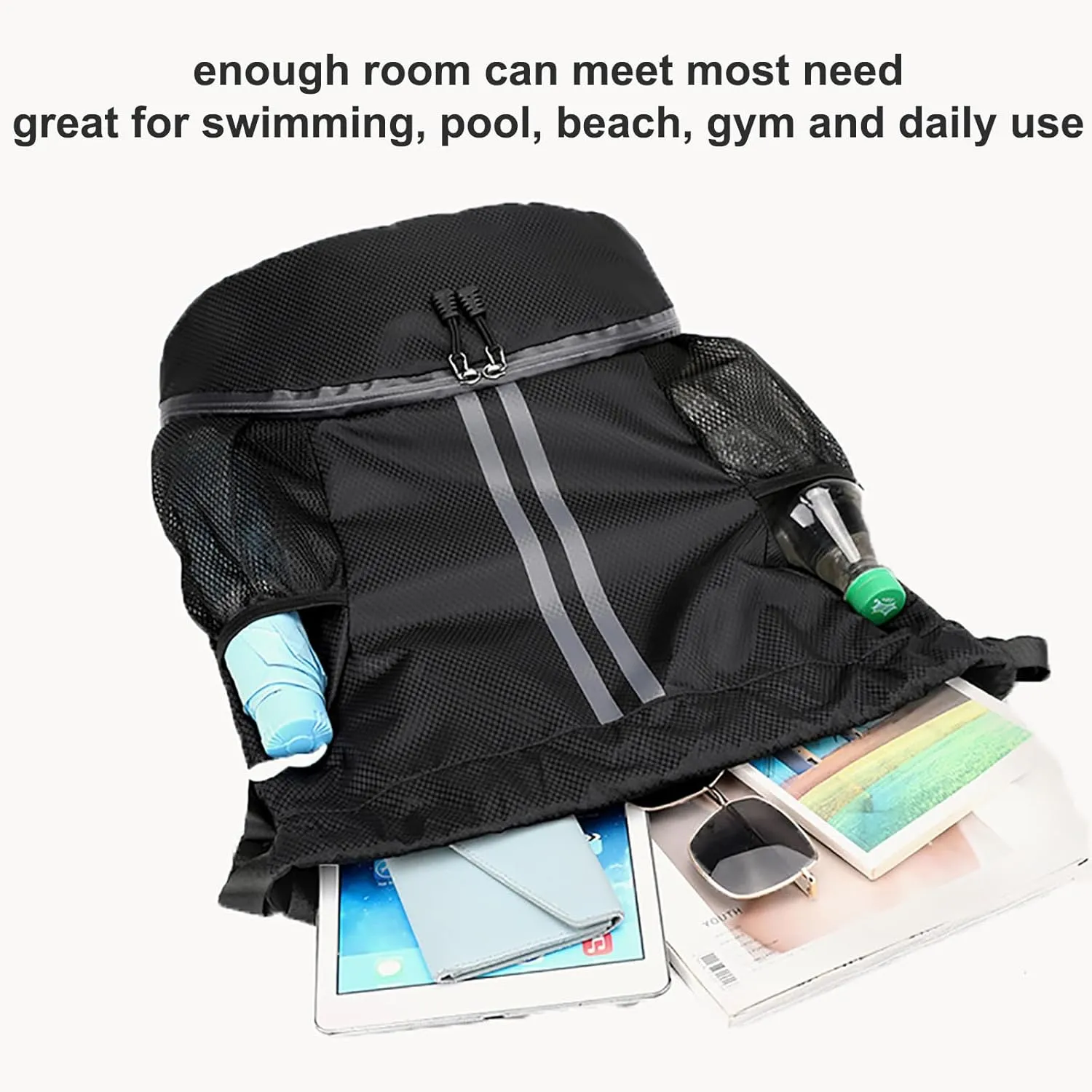 Swim Bag Drawstring Backpack with Wet Pocket Shoe Warehouse String Bag Sackpack for Beach Swimming Pool Gym Sports (Green)
